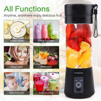 Portable Blender, Personal Size Blender Shakes and Smoothies Mini Jucier Cup USB Rechargeable Battery Strong Power Ice Blender Mixer Home Office Sports Travel Outdoors