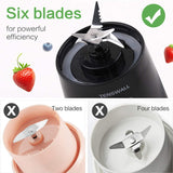 Portable Blender, Personal Size Blender Shakes and Smoothies Mini Jucier Cup USB Rechargeable Battery Strong Power Ice Blender Mixer Home Office Sports Travel Outdoors