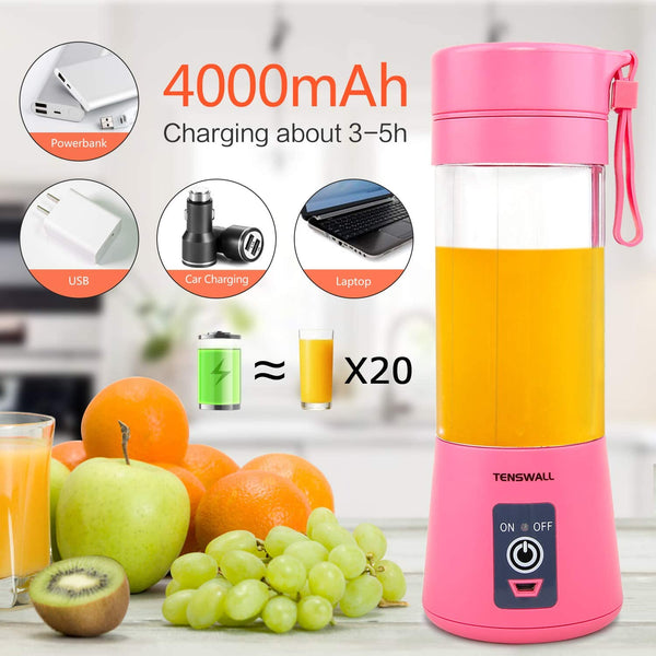 Mini Fruit Juice Mixer with USB Rechargeable, Personal Size Blender for  Smoothies and Shakes, Pink